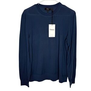 Theory Mens Twilight Blue Regal Good Wool Crew Neck PO Sweater J0781713 M